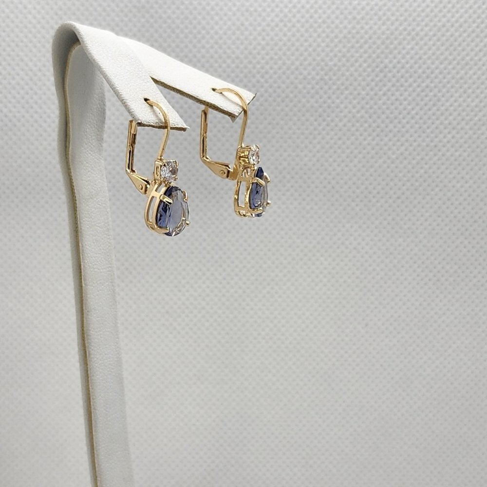 Brand New Brazilian 18k Gold Filled Light Purple Gemstone Earrings